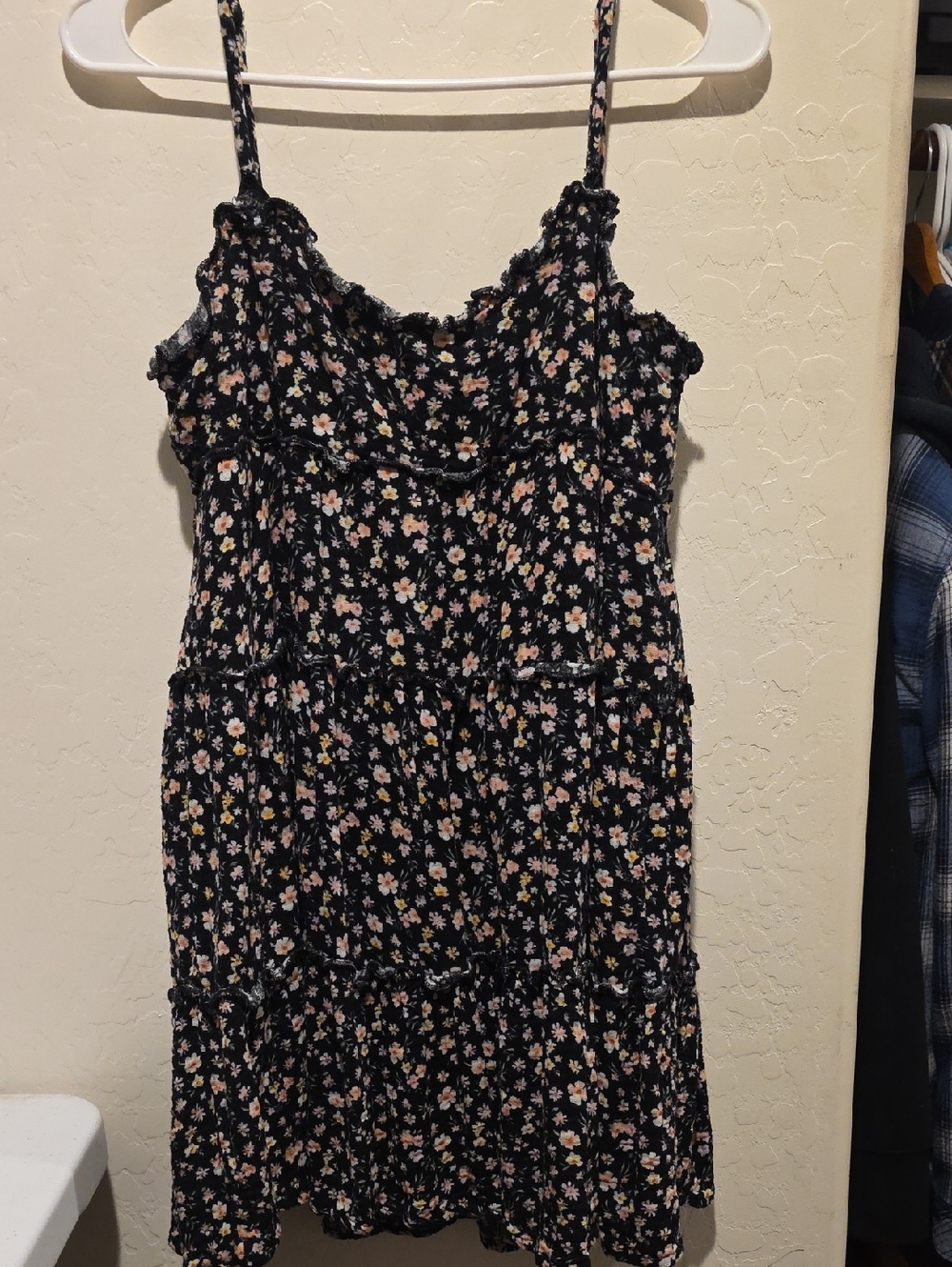 Full Tilt Black Floral Trim Dress